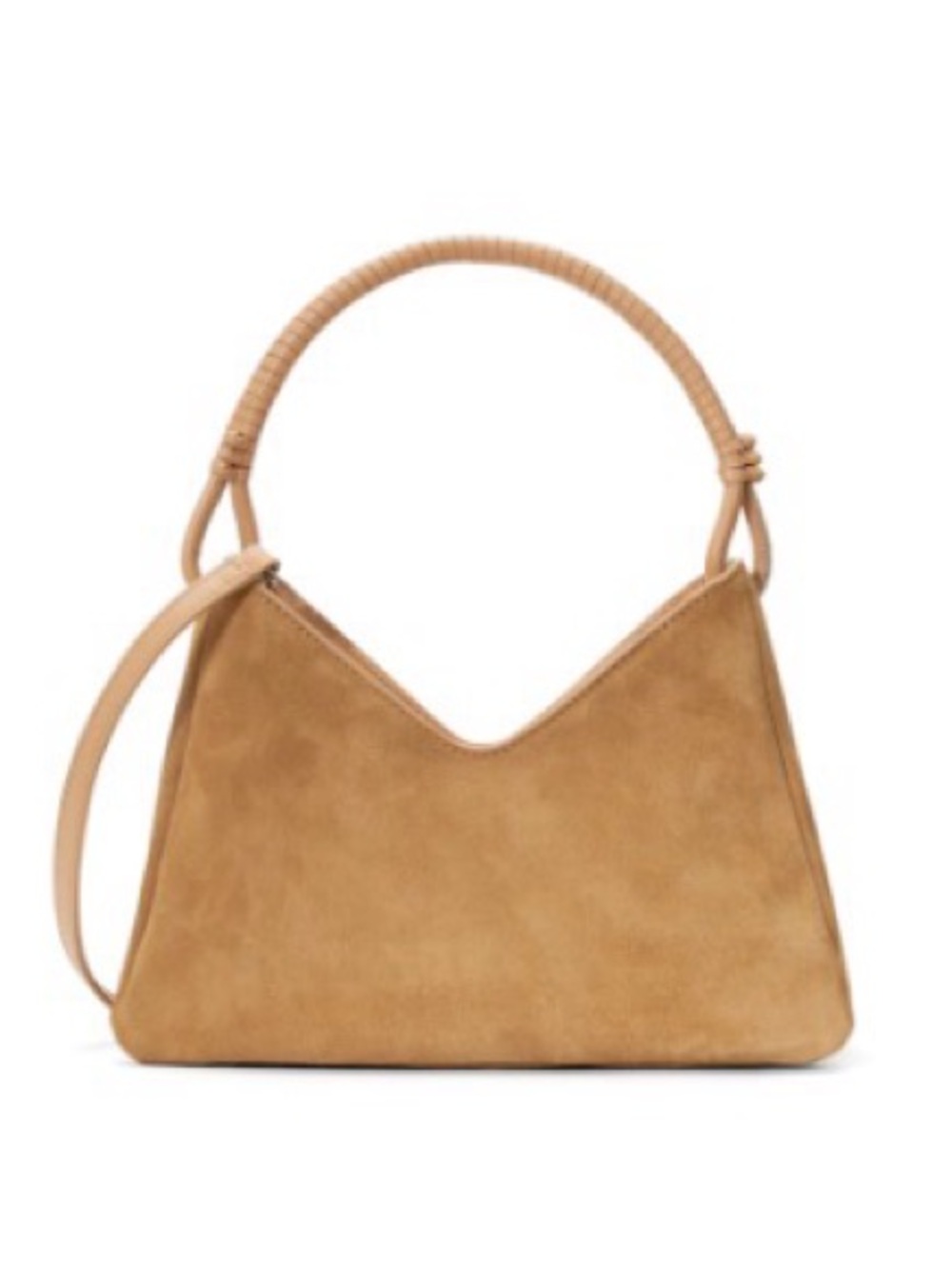 Valerie Zip Suede Shoulder Bag-Porcini